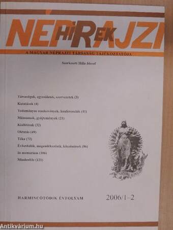 Néprajzi Hírek 2006/1-4.