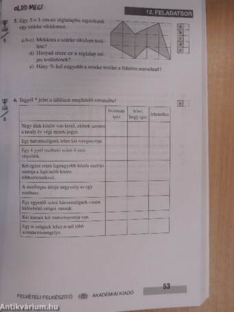 Matematika felvételi felkészítő a 4 és 5 évfolyamos középiskolába készülőknek