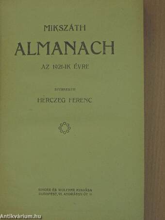 Mikszáth Almanach az 1921-ik évre