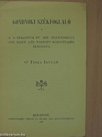 Gondnoki székfoglaló