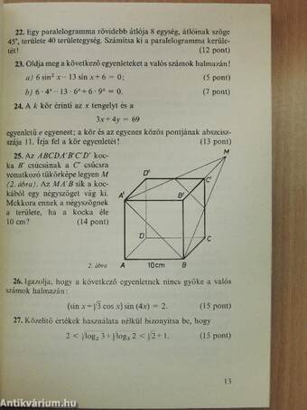 Egyetemi felvételi feladatok matematikából IX.