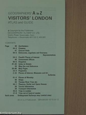 Geographers' A to Z visitors' London atlas and guide