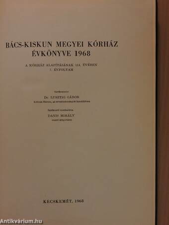 Bács-Kiskun Megyei Kórház Évkönyve 1968