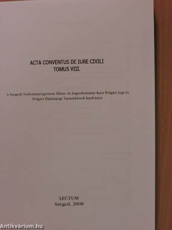 Acta Conventus de Iure Civili VIII.