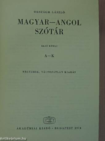 Magyar-angol szótár I-II.