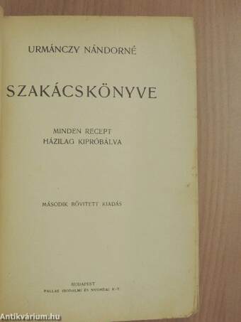 Urmánczy Nándorné szakácskönyve