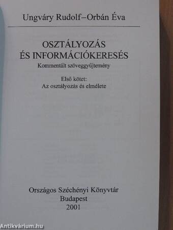 Osztályozás és információkeresés I-II.