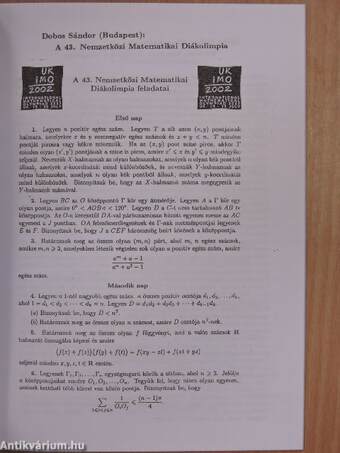 A XII. Nagy Károly Matematikai Diáktalálkozó előadáskivanatai