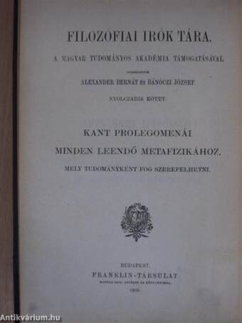 Kant prolegomenái minden leendő metafizikához