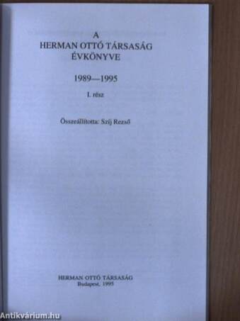 A Herman Ottó Társaság évkönyve 1989-1995. I.