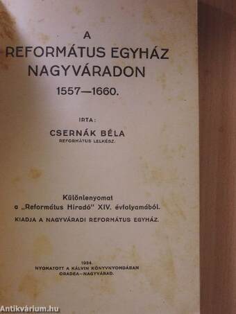 A református egyház Nagyváradon