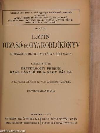 Latin olvasó- és gyakorlókönyv II.