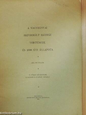 A nagybányai reformált egyház története és 1896 évi állapota