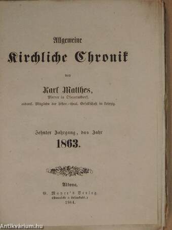 Allgemeine Kirchliche Chronik 1863. (gótbetűs)