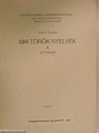 Mai török nyelvek II.