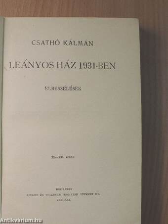 Leányos ház 1931-ben