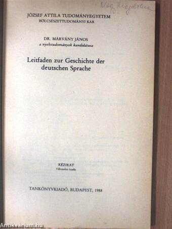 Leitfaden zur Geschichte der deutschen Sprache