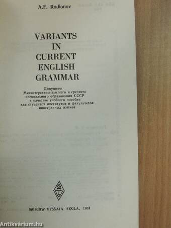 Variants in Current English Grammar