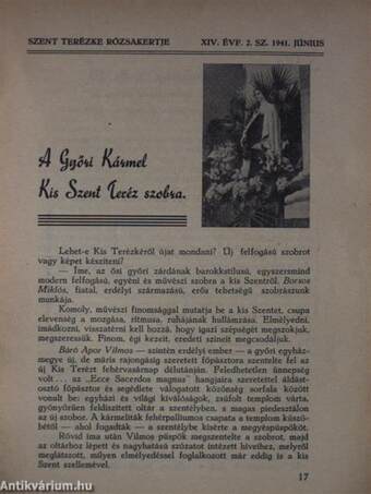 Szent Terézke rózsakertje 1941. június