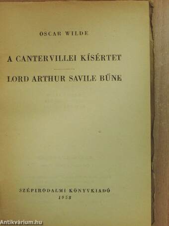 A cantervillei kísértet/Lord Arthur Savile bűne