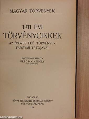 1911. évi törvénycikkek