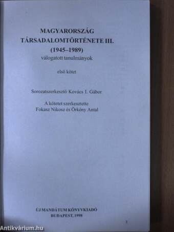 Magyarország társadalomtörténete III/1-2.