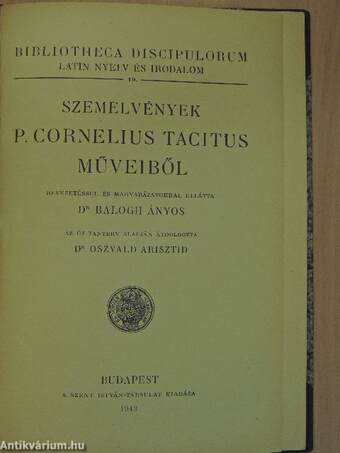 Szemelvények P. Cornelius Tacitus műveiből