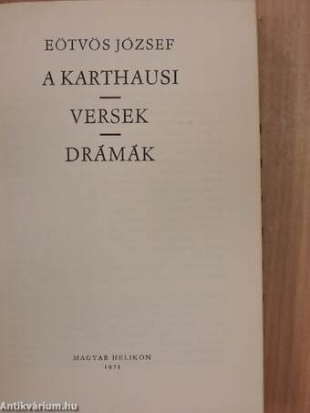 A karthausi/Versek/Drámák