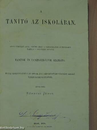 A tanító az iskolában/Útmutatás a nézleti oktatáshoz képekkel