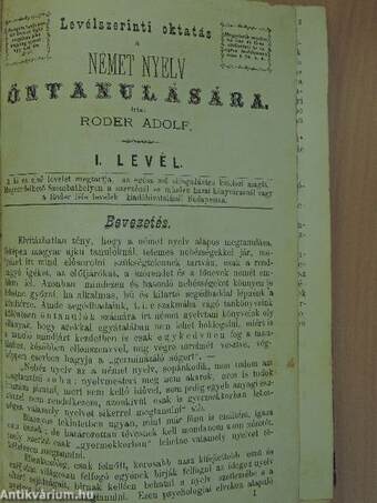 Levélszerinti oktatás a német nyelv öntanulására 1-40. levél