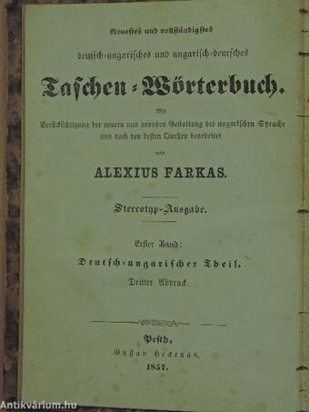 Legujabb és legtömöttebb német-magyar és magyar-német zsebszókönyv I-II.