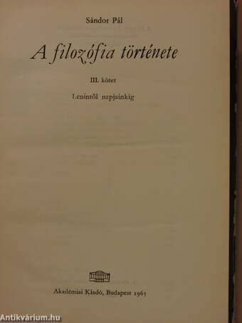 A filozófia története III.