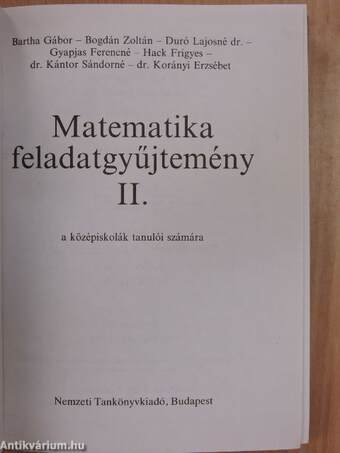 Matematika feladatgyűjtemény II.