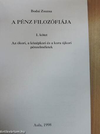 A pénz filozófiája I.