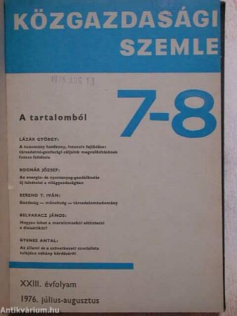 Közgazdasági Szemle 1976. július-december