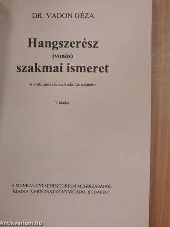 Hangszerész (vonós) szakmai ismeret