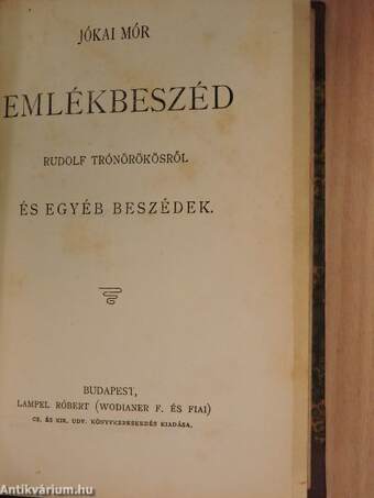 Jókai Mór emlékezete/Emlékbeszéd Rudolf trónörökösről és egyéb beszédek/Jókai Mór kisebb alkalmi beszédei