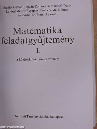 Matematika feladatgyűjtemény I.