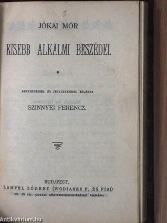 Jókai Mór emlékezete/Emlékbeszéd Rudolf trónörökösről és egyéb beszédek/Jókai Mór kisebb alkalmi beszédei