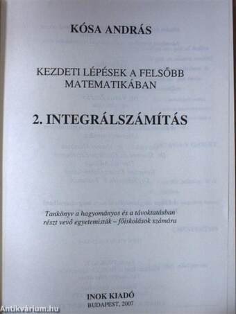 Kezdeti lépések a felsőbb matematikában 2.