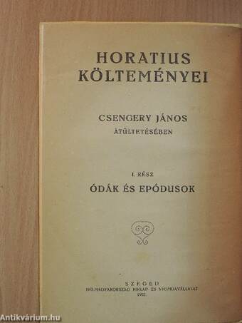 Horatius költeményei I-II.