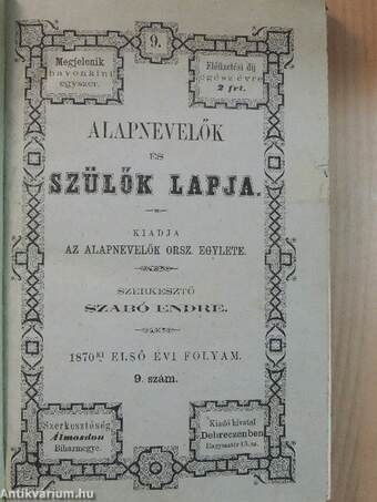 Alapnevelők és Szülők Lapja 1870.