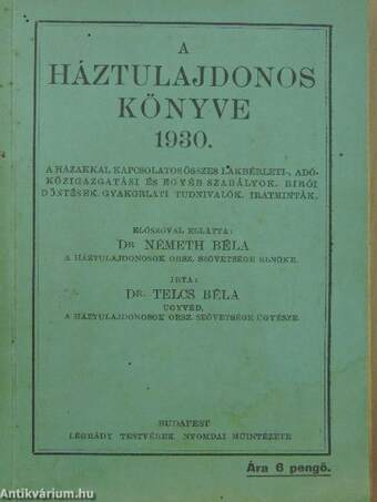 A háztulajdonos könyve 1930.