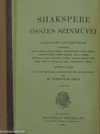 Shakspere tragédiái I.