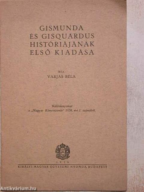 Gismunda és Gisquardus históriájának első kiadása