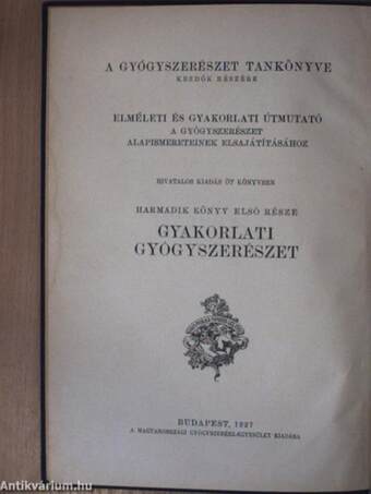 Gyakorlati gyógyszerészet III/1.