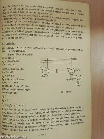 Villamosgépek és hálózatok üzemtana I.