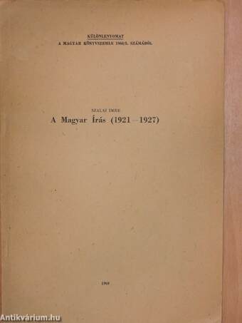A Magyar Írás (1921-1927)