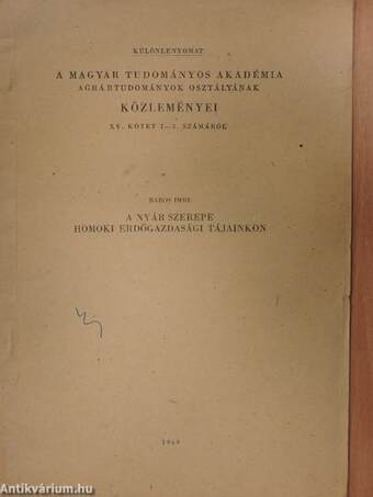 A nyár szerepe homoki erdőgazdasági tájainkon