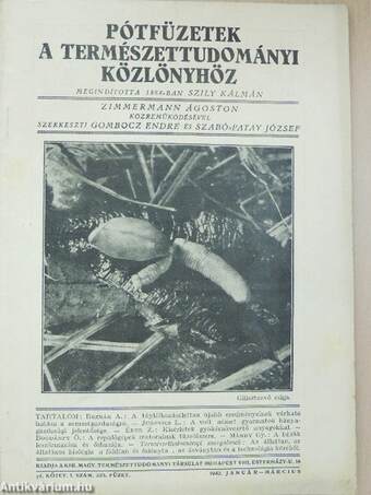 Pótfüzetek a Természettudományi Közlönyhöz 1942. január-március